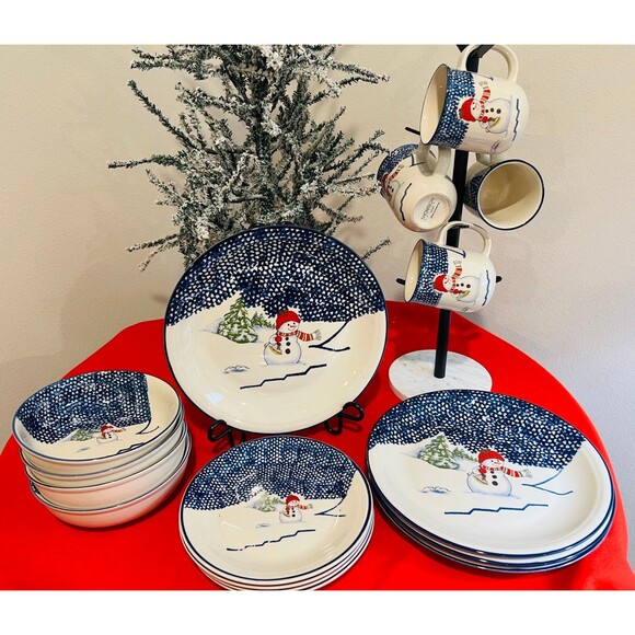 Other - Thomson Pottery Snowman 16-Piece Dinnerware Set Service for 4 Retired 2006